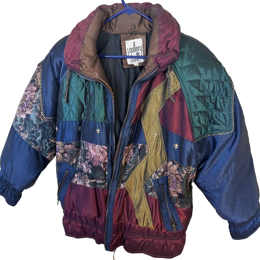 Vintage J Gallery Down Jacket Patchwork Quilted M… - image 1